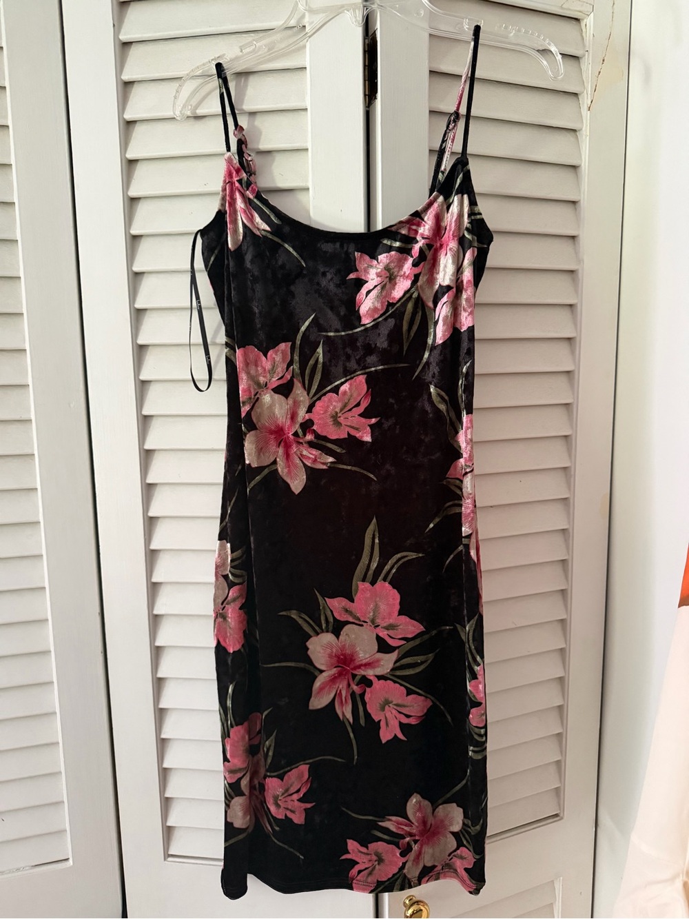 Lulu's Black Slip Dress with Pink Floral Print
